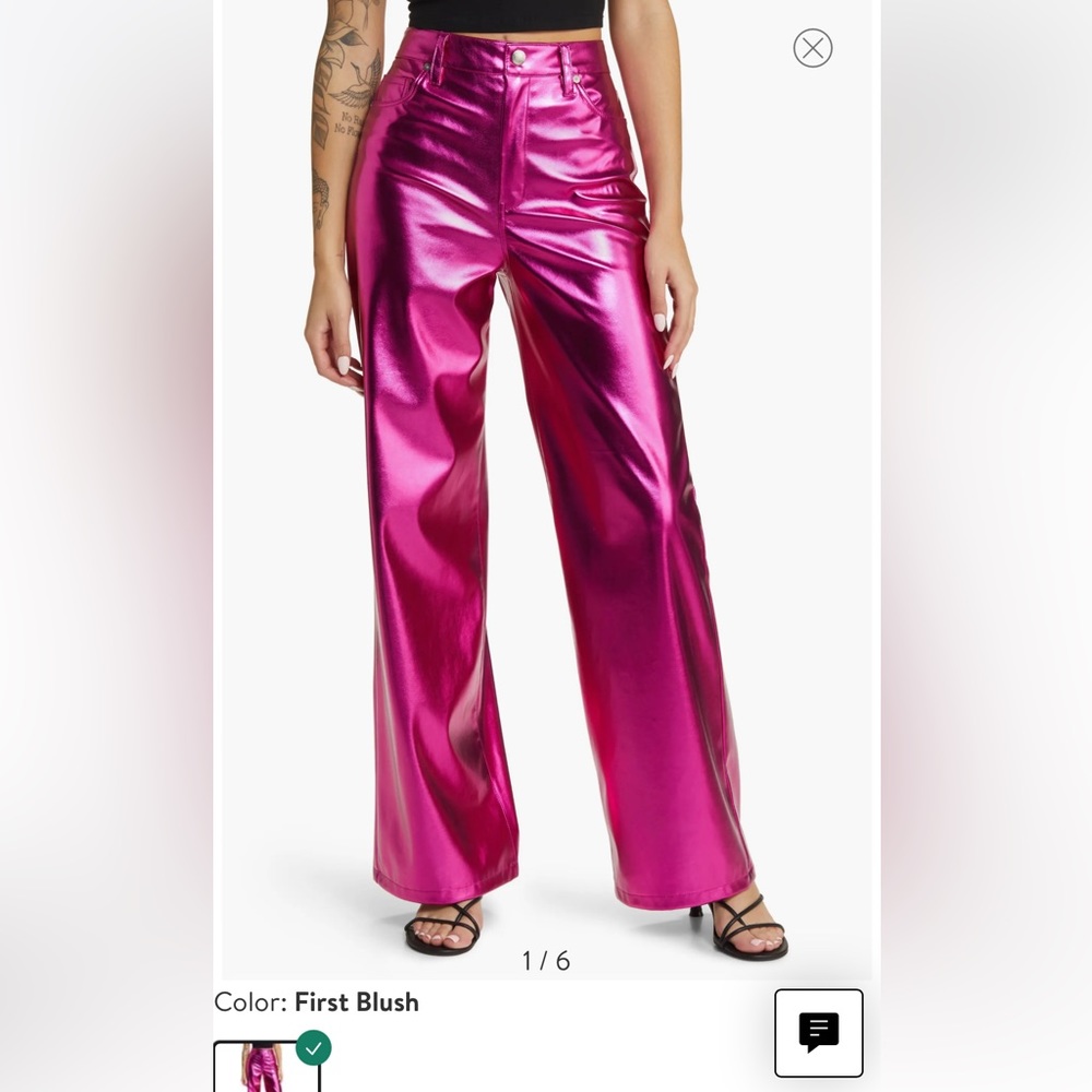 Beautiful metallic wide leg high waisted pant.